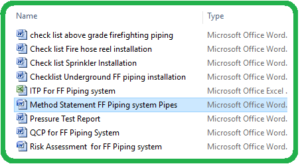Method Statement FF Piping system Pipes