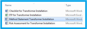 Method Statement Transformer Installation