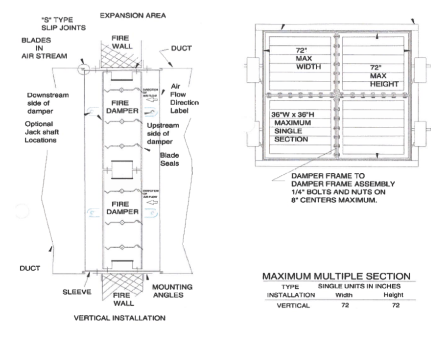 Multiple section damper installation instructions